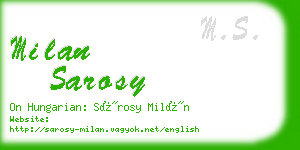 milan sarosy business card